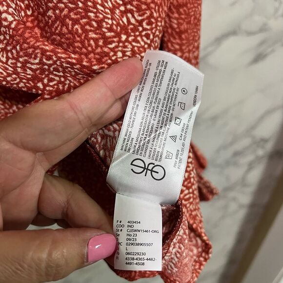 Jessica Simpson Women's Long Sleeve V-Neck Blouse Orange Size L $60 - Picture 5 of 9